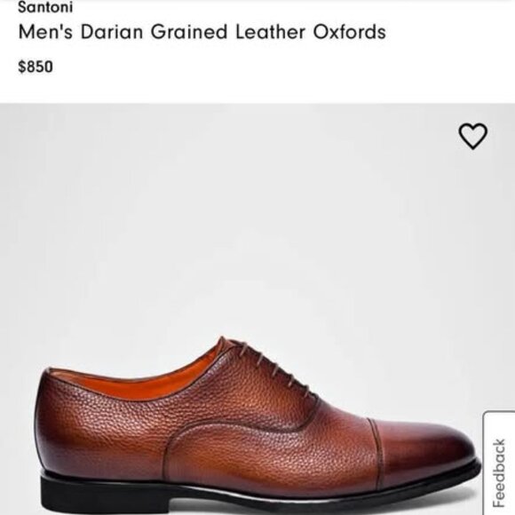 Santoni Men\'s Italian  Darian Leather Oxfords